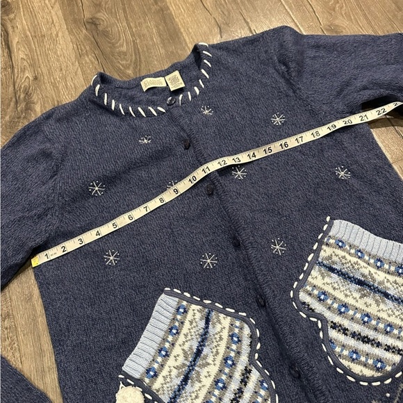CLASSIC ELEMENTS 90s GRANNYCORE Cardigan Size L Fair Isle Sweater Ramie Ugly Vtg - Picture 5 of 8